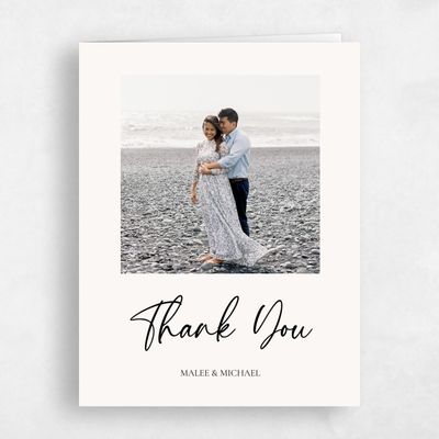 White Typography Wedding Thank You - Santorini Photo