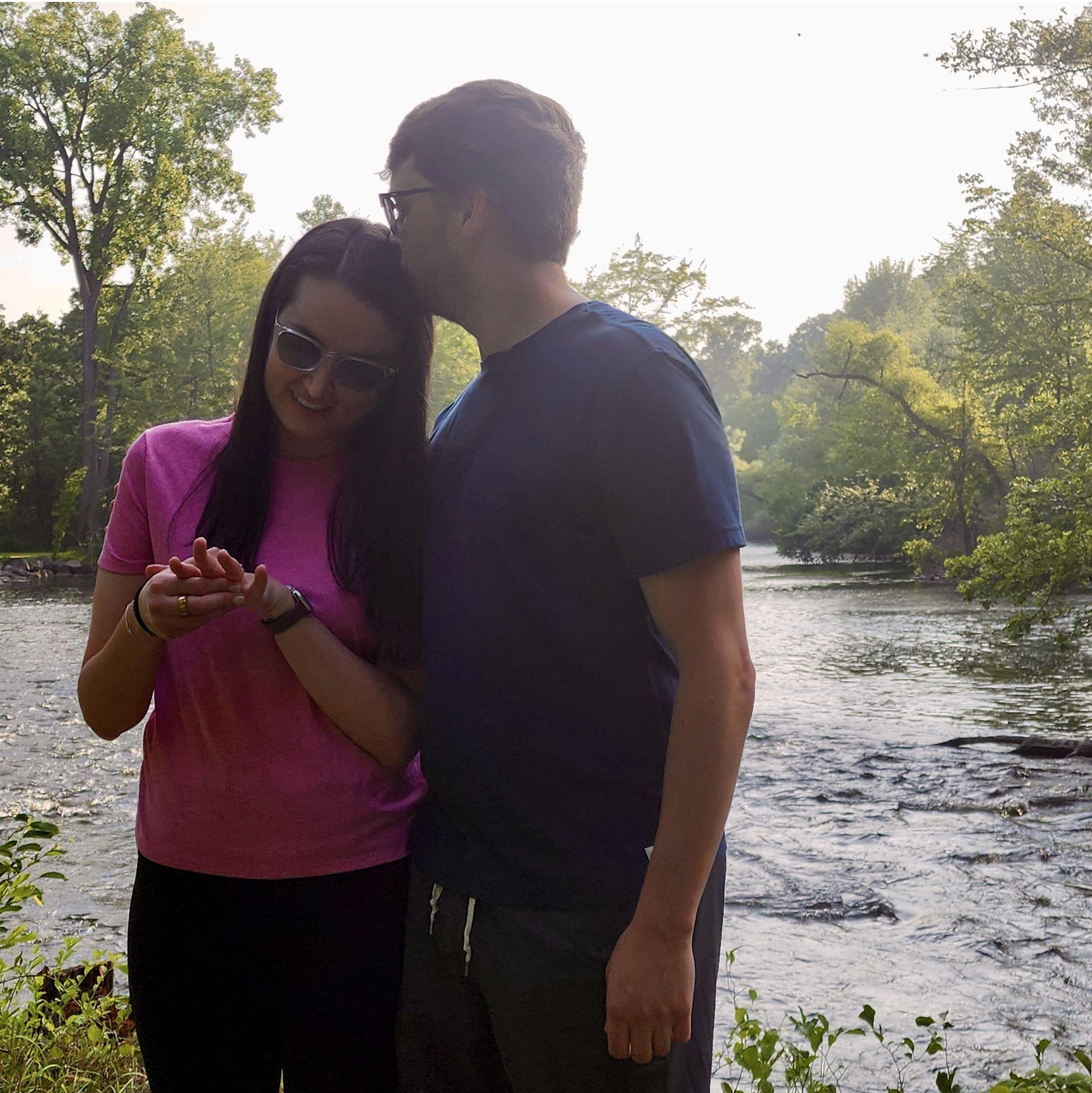 Natalie admiring her new ring after the proposal.