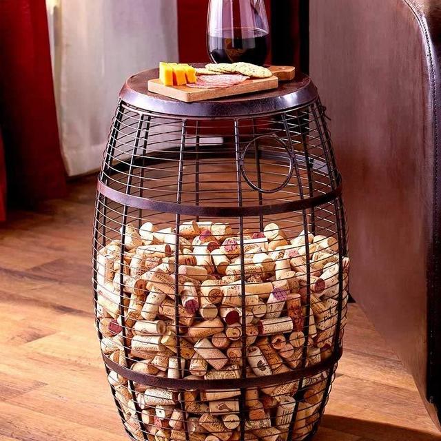 COLIBROX Cork Holder Accent Tables Barrel