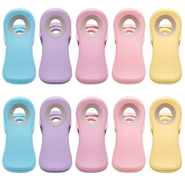 Hasanni Magnetic Clips - Food Clips, Chip Clips, Bag Clips for Food Storage with Air Tight Seal Grip for Bread Bags, Snack Bags and Food Bags (Pack of 10, Pastel Colors)