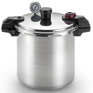 Groupe SEB - T-fal P31052 Polished Pressure Canner and Cooker with 2 Racks and 3-PSI Settings Cookware, 22-Quart, Silver