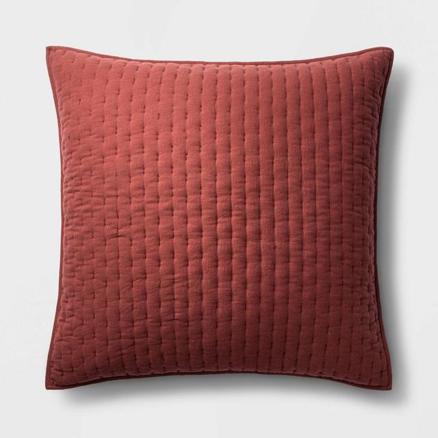 Euro Cashmere Blend Quilted Pillow Sham Dark Clay - Casaluna™