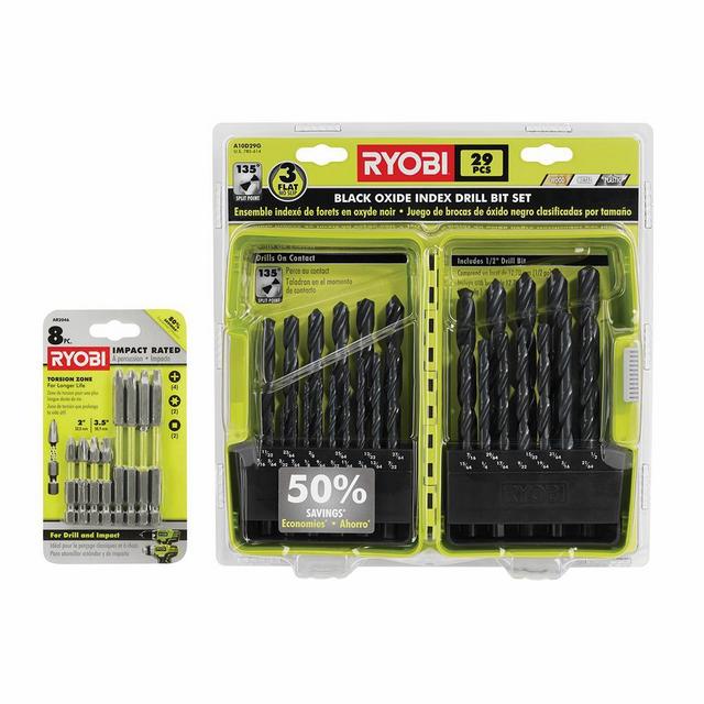 Black Oxide Index Drill Bit Set (29-Piece) w/ BONUS (8-Piece) Impact Rated Driving Kit