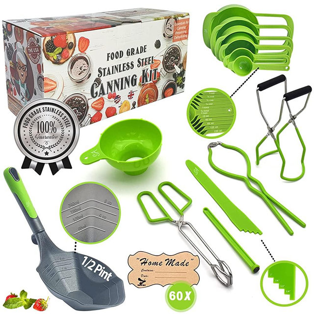 Canning set + ½ Pint ladle +measuring cups Supa Ant Canning Supplies - Canning Kit for Beginner, Food Grade Stainless Steel Canning Accessories - Canning Supplies Starter Kit