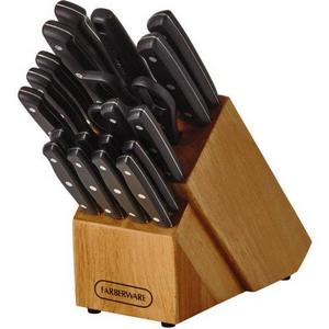 Farberware 25-Piece Triple-Riveted Knife Set with Cutting Mats