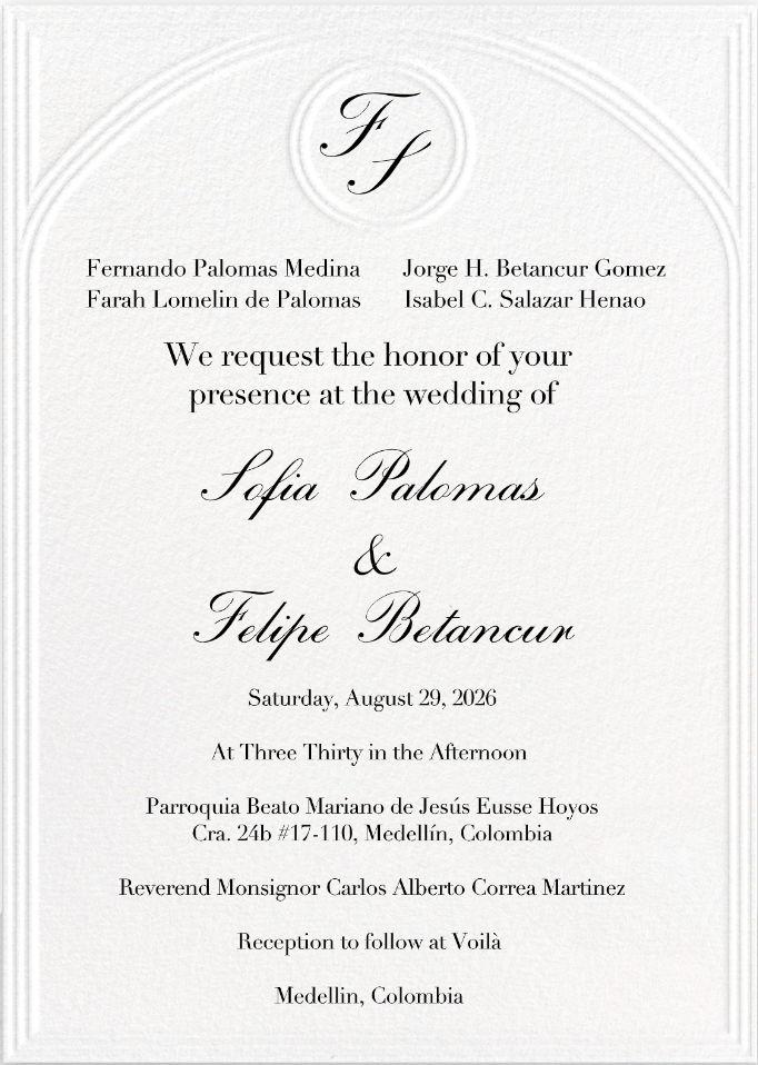 The Wedding Website of Sofia Palomas and Felipe Betancur