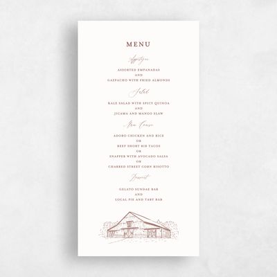 Currant Red Wedding Menu - Millbrook