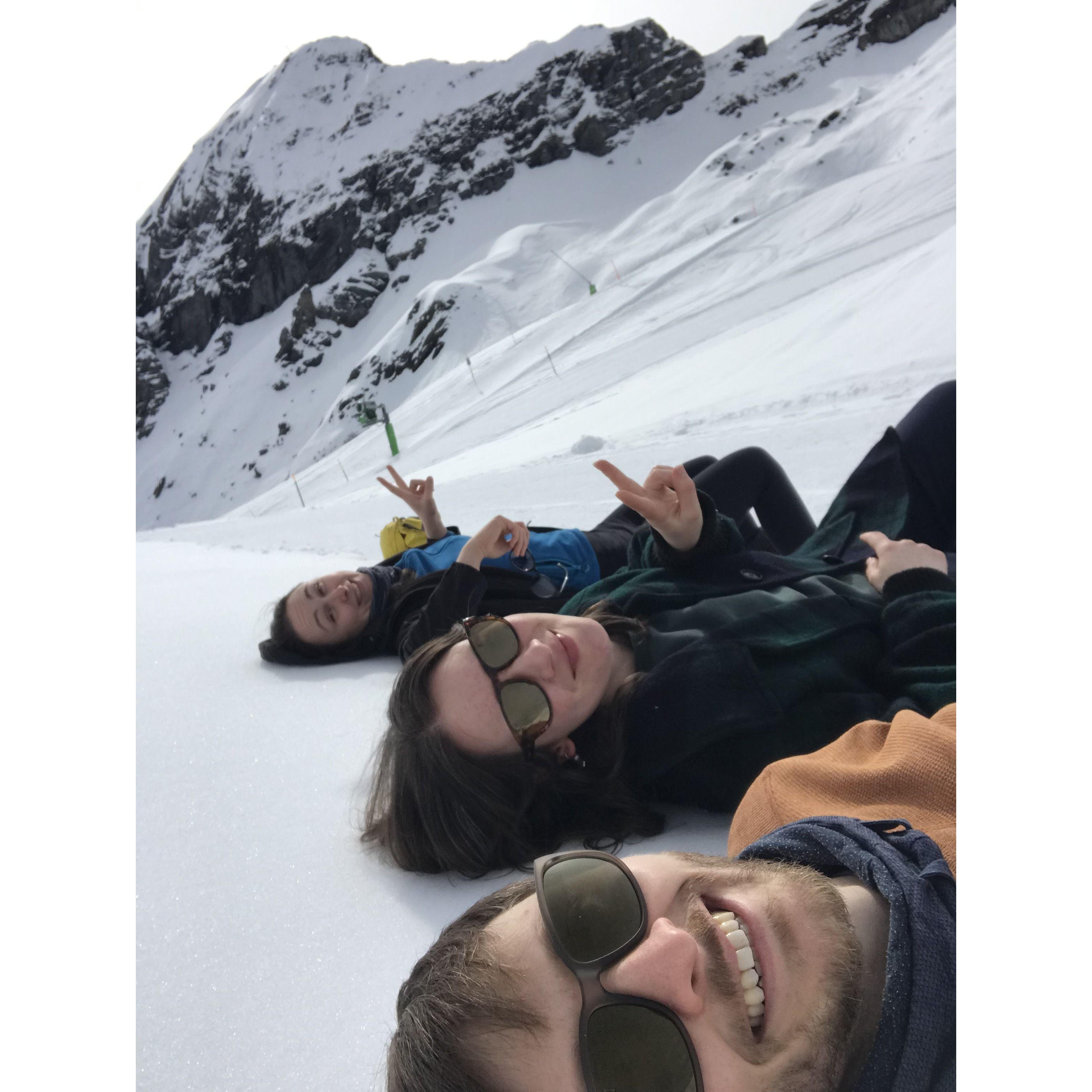 Halfway down a mountain with Kasia :) Switzerland