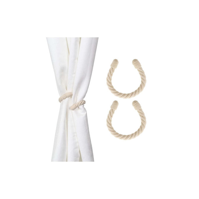 Evideco French Home Goods Set of 2 Elegant Rope Curtain Tiebacks – Decorative Holdbacks for Drapes in Ecru