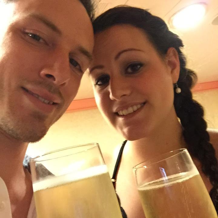 Our first toast to celebrate being engaged! Thanks Rich and Patti for thinking ahead and having some bubbly waiting in our room :)