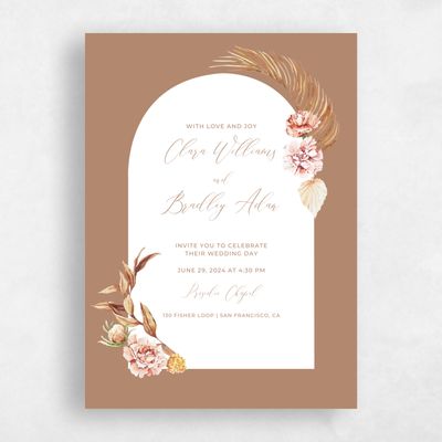 White Floral Wedding Invitation - Caoba Portrait