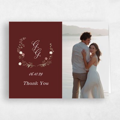 Maroon, Red Wedding Thank You - Margot Photo