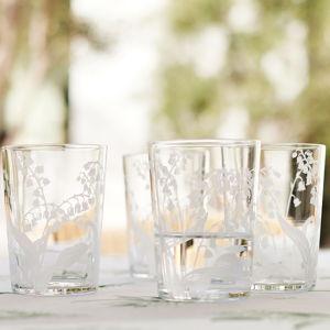 Monique Lhuillier Lily of the Valley Glass Tumblers - Set of 4
