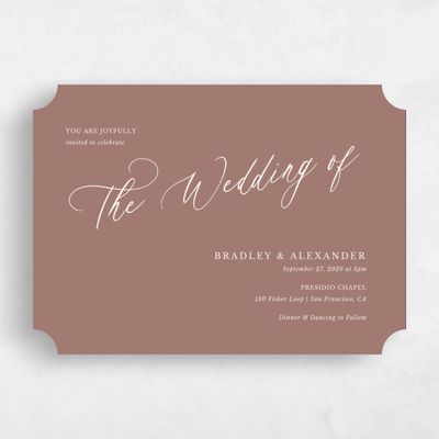 Brown Ticket Wedding Invitation - Andros Landscape