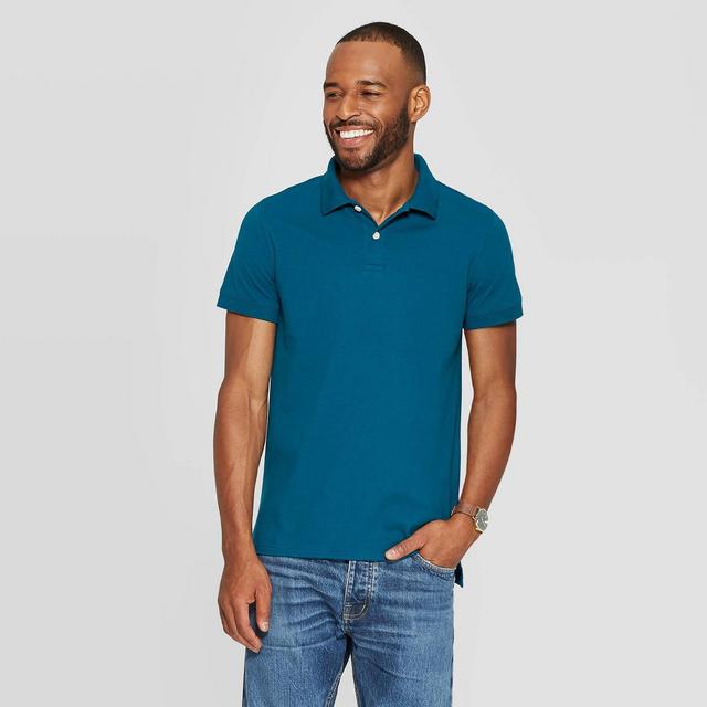Men's Standard Fit Short Sleeve Loring Polo Shirt - Goodfellow & Co™ Coastal Wave XXL