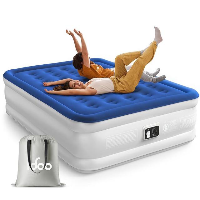 iDOO Air Mattress Queen with Built in Pump, Upgraded Inflatable Mattress, Blow up Mattress in 3 Mins Inflation/Deflation for Guests, Home, Camping, Colchones Inflables, Comfort Air Bed, 650lb Max