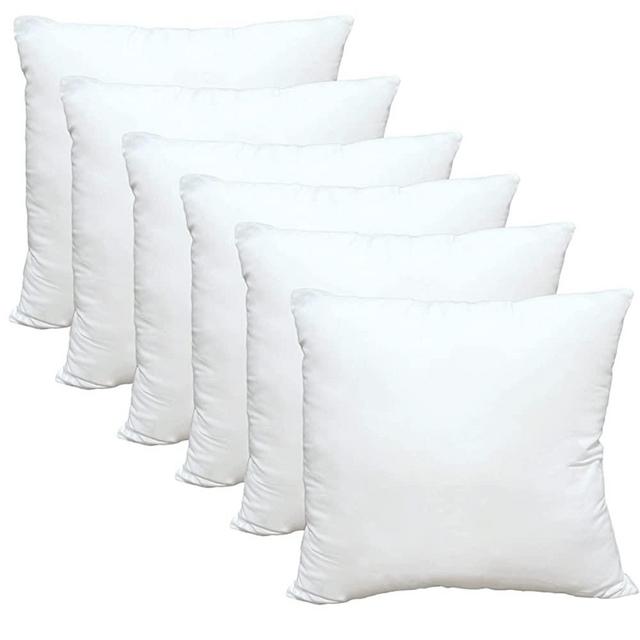 Obruosci Luxury Set of 6 Throw Pillow Inserts, 18 x 18 Hypoallergenic Ultra  Soft White Polyester Microfiber Durable Couch Cushion Fillers