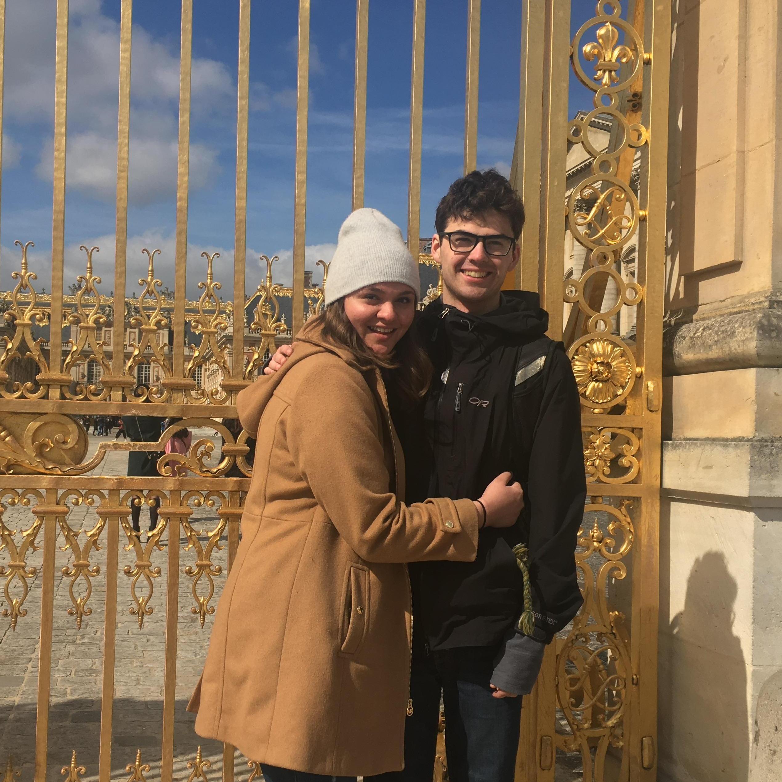 Outside the golden gates of Versailles.