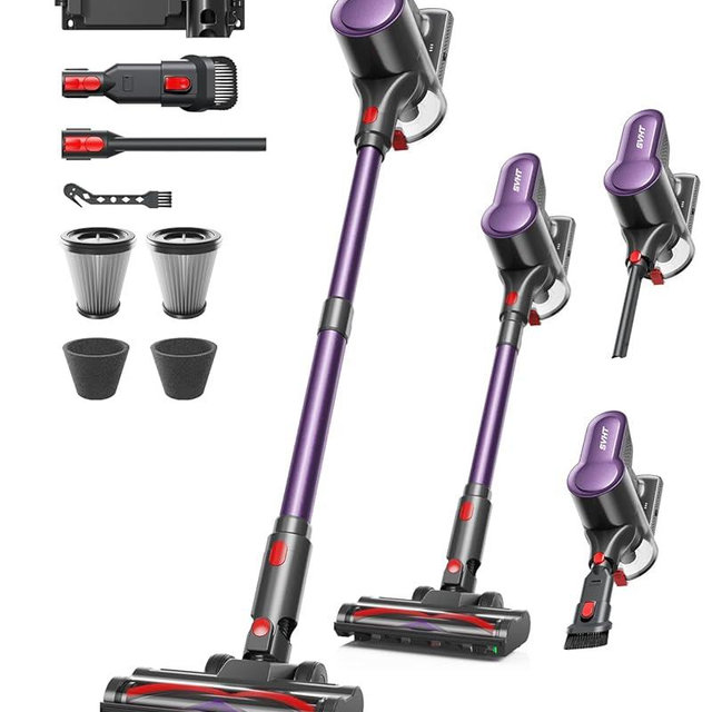 SVHT Cordless Vacuum Cleaner, 500W 45KPA 50Mins Stick Vacuum Cleaners for Home with LED Light, Self-Standing, Anti-Tangle Brush & 1.6L Dust Cup, Lightweight Vacuum for Pet Hair, Carpets, Hard Floors