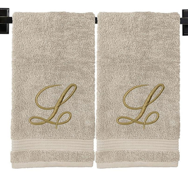 Monogrammed Hand Towels - Set of 2 - Genuine Turkish Hand Towels - Choose Any Letter - Choose Towel and Thread Color - Embroidered Script Monogram - Personalized Towels - Monogrammed Towels