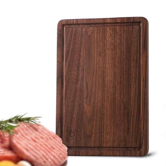 Muso Wood Walnut Cutting Board for Kitchen, Wooden Cutting Board with Juice Groove and Side Handle, Wood Board for Food and Charcuterie (13 x 9 in)