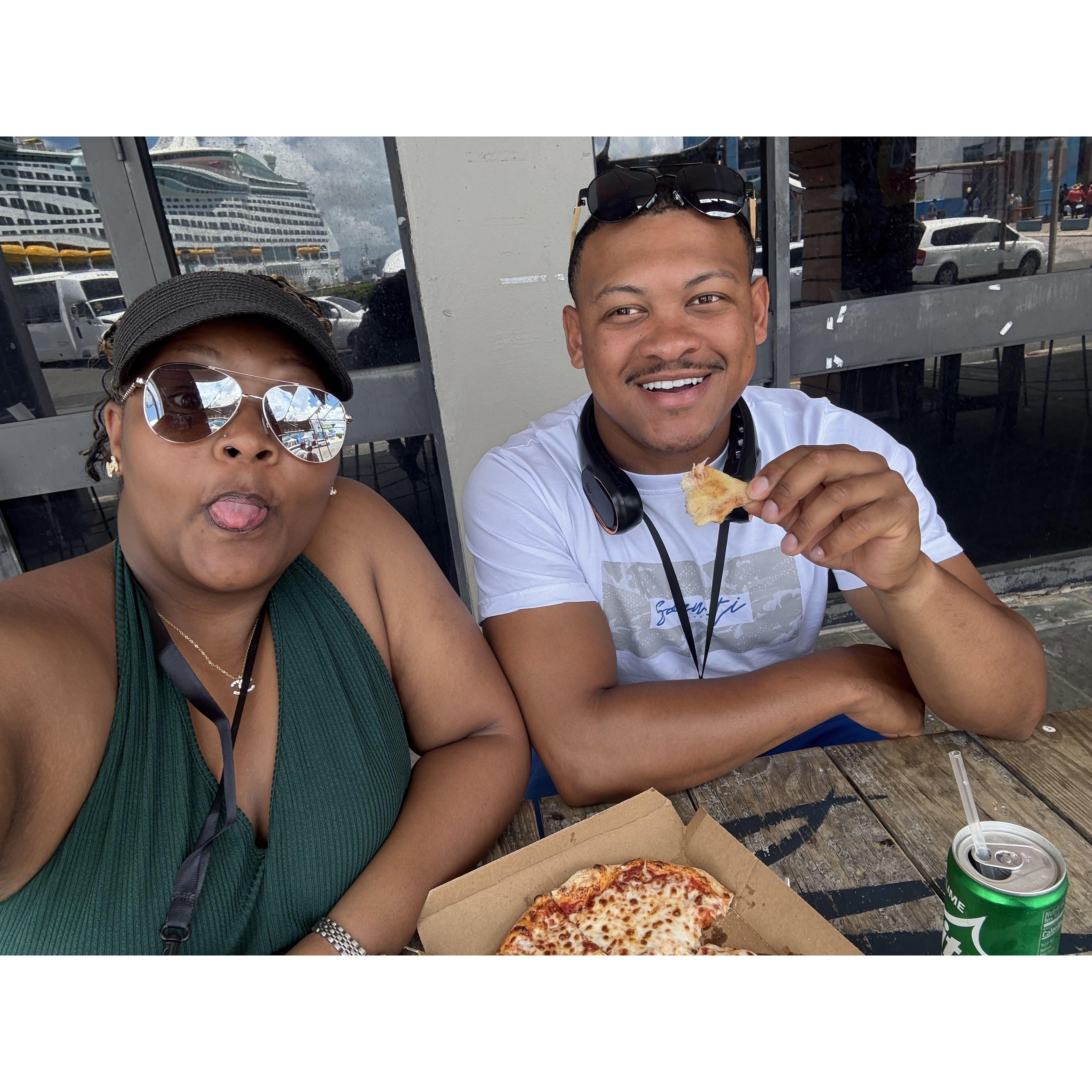 Enjoying some Domino's pizza in Puerto Rico!