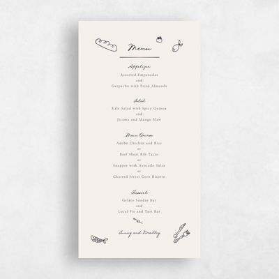 Ebony, Beige Wedding Menu - Willa