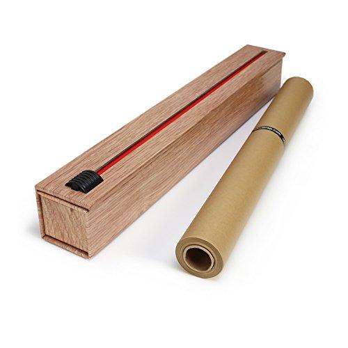 ChicWrap Wood Grain Parchment Paper Dispenser with 15"x 41" Sq. Ft Roll of Culinary Parchment Paper - Reusable with Slide Cutter Technology