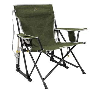 GCI OUTDOOR Kickback Rocker Camping Chair | Portable Folding Rocking Chair with Durable Armrests, Drink Holder & Relaxed Lowered Seat for Comfort — Loden Green