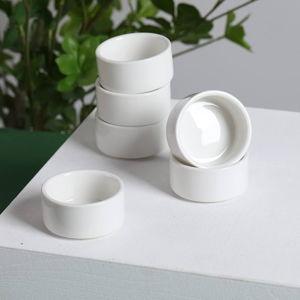 1 oz Mini Porcelain Ramekins Set of 6, Small Ceramics Souffle Dish, Exactly Designed for Dipping Sauce, Ketchup, Salsa and Jams, 30ml White