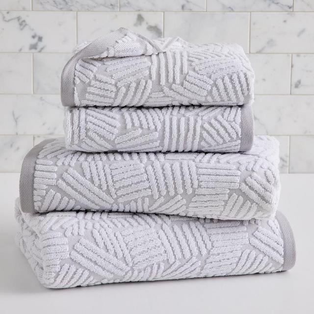 Set of 4 - Organic Dashed Lines Sculpted Towel Sets