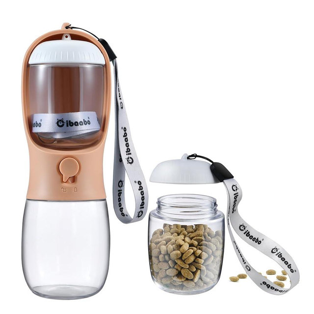 Cibaabo Dog Water Bottle with Food Container, Travel Puppy Water Bowl, Portable Pet Dispenser, Dog Stuff Accessories Items, Puppy Essentials Necessities for Yorkie Chihuahua Cat Walking and Hiking