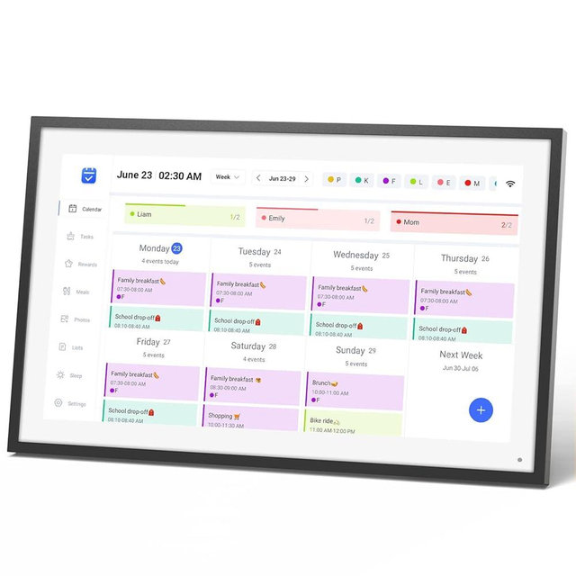 LOOFII 15.6 Inch Smart Digital Calendar – 1920×1080 Full HD Touchscreen Calendar & Family Planner with Chore Chart & Meal Planner, Wall-Mountable (Black White)