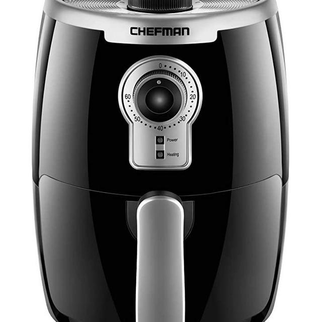 Chefman Turbofry 2 Liter Air Fryer Dishwasher Safe Basket & Tray Use Little To No Oil For Healthy Food, 60 Minute Timer, Fry Healthier Meals Fast, Heat And Power Indicator Light, Temp Control, Black