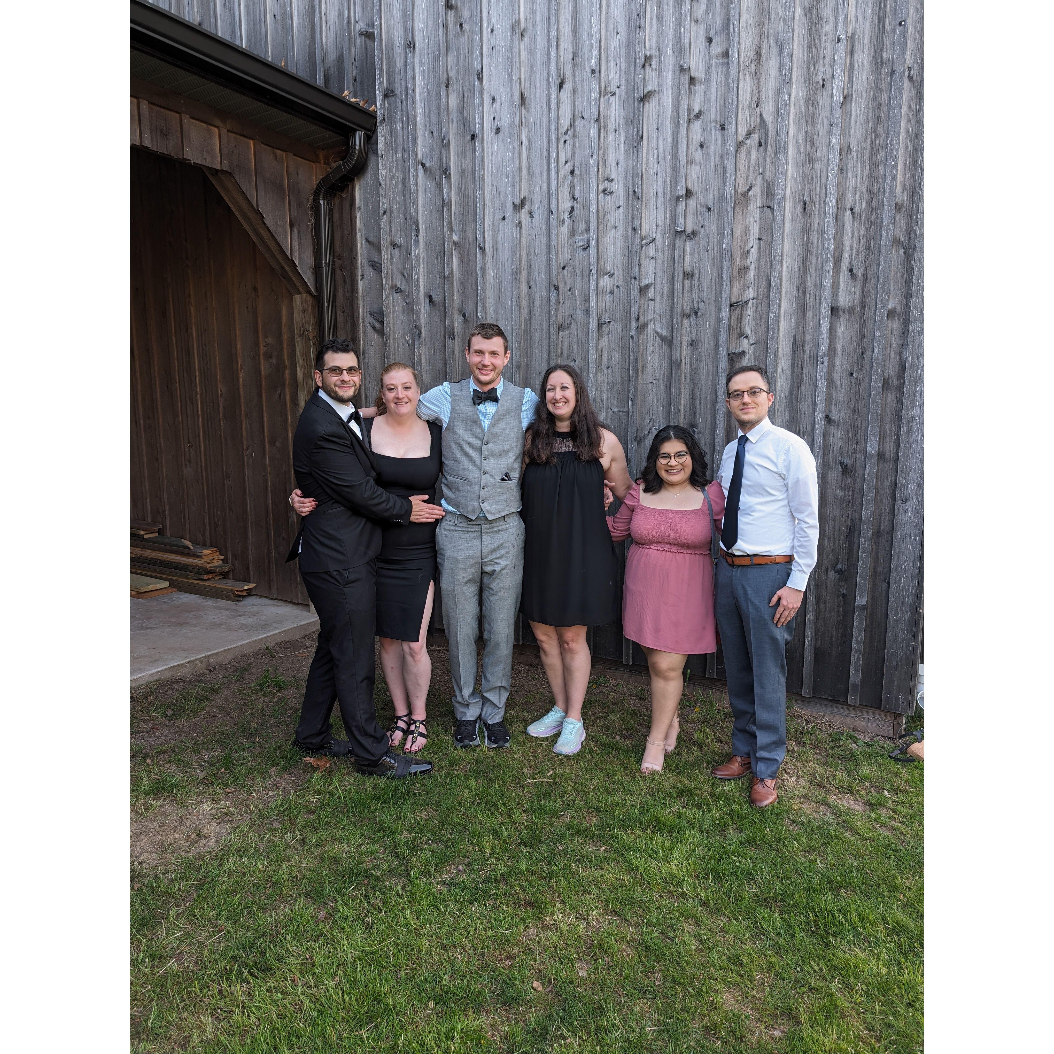 Olivia & Sergio with Groomsman Chris, Bridesmaid Meg, & Groomsman Joseph