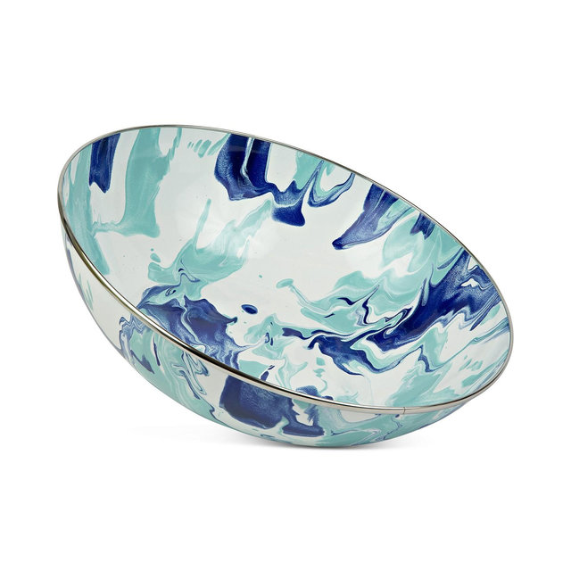 Golden Rabbit Lagoon Enameled Steel Large Serving Bowl