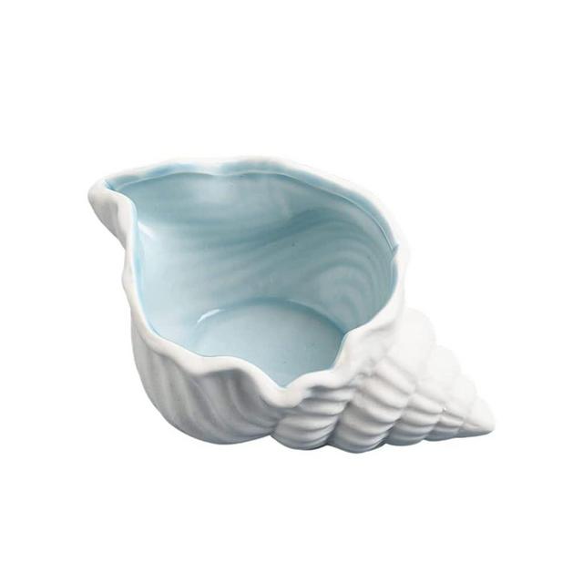 Linfye Conch Jewelry Dish Tray Ceramic Jewelry Holder Ring Dish Trinket Tray Ceramics Tray Jewelry Dish Ocean Style Trinket Tray Dish Holder Earrings Candy Storage Holder Table Decoration Supplies