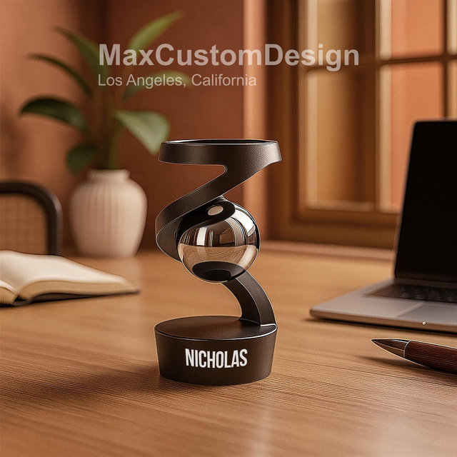 Personalized Floating Gyroscope, Engraved Kinetic Desk Toy Gift for Him
