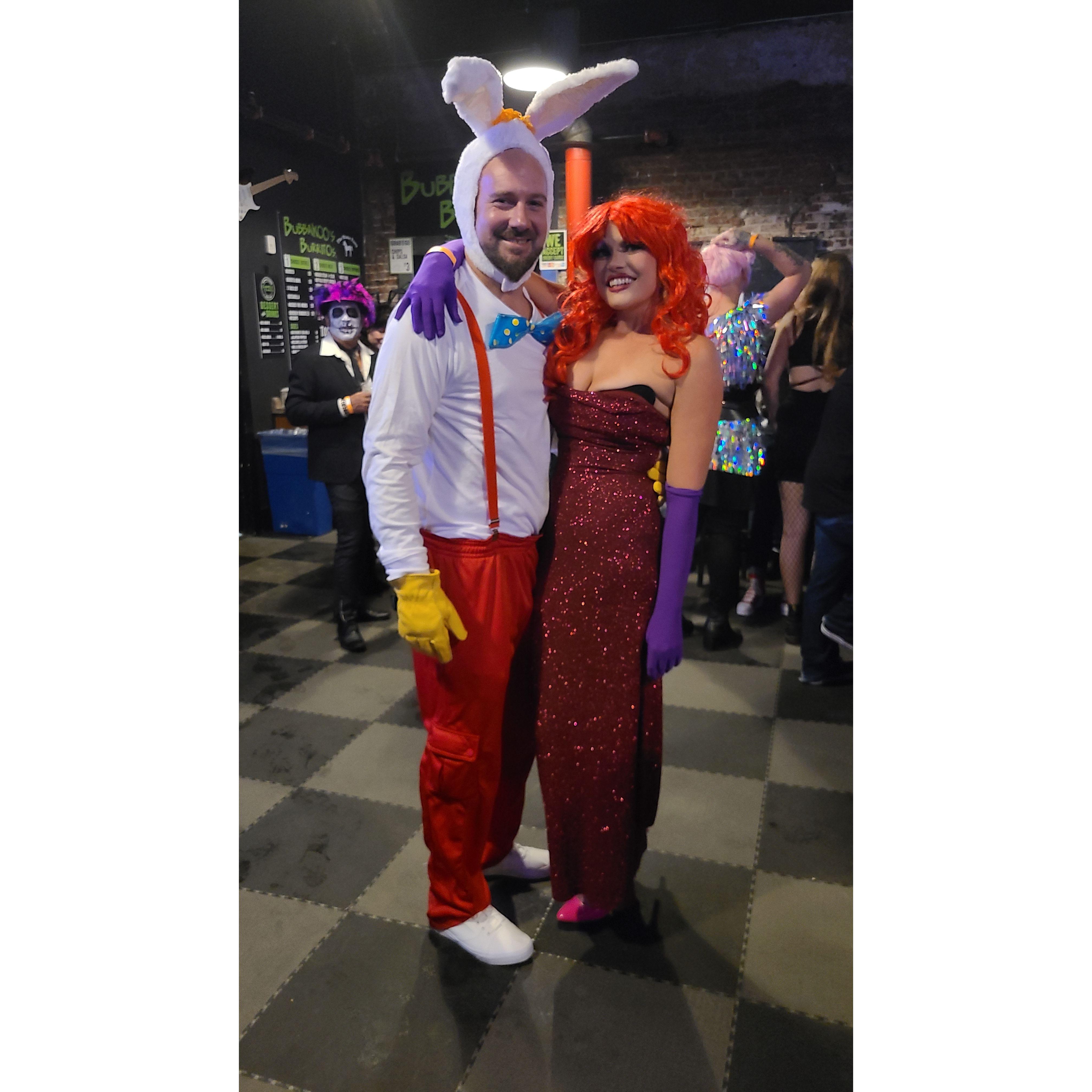 Our first Halloween and couples costumes! Roger and Jessica Rabbit at the Stone Pony.