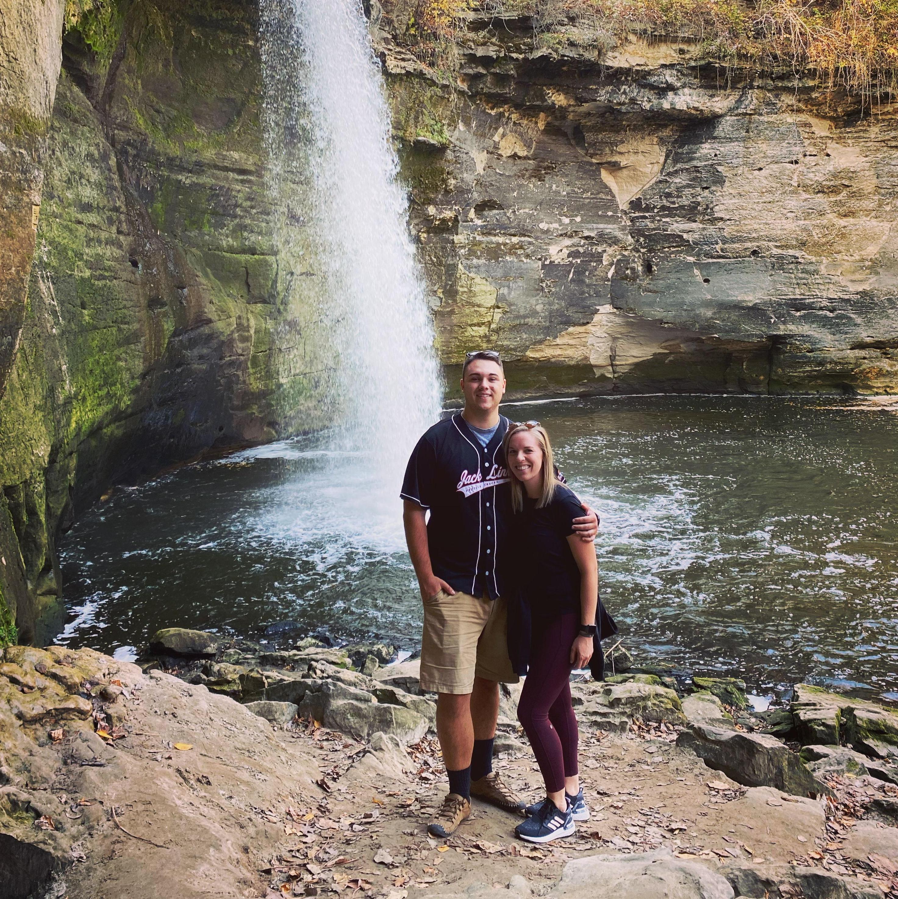 Our first photo together! Minneopa State Park, MN