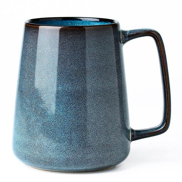 masoline 24 oz Large Ceramic Coffee mugs, Extra Large Tea and Coffee Cups, Large Handle Design, Big Coffee Mug for Office and Home, Microwave and Diahwasher Safe. (24 oz blue)