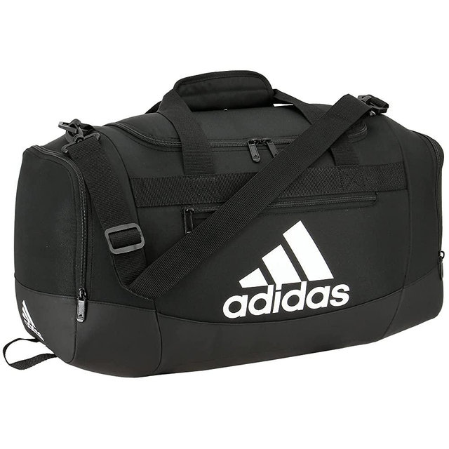 adidas Defender 4 Small Duffel Bag, Black/White, 11.75"x20.5"x11"