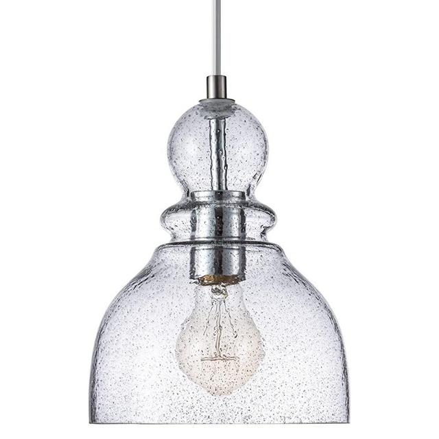 LANROS Farmhouse Mini Pendant Lighting with Handblown Black Sand Powder Glass Shade, Adjustable Cord Ceiling Light Fixture for Kitchen Island Hallway Kitchen Sink, Brushed Nickle, 7inch
