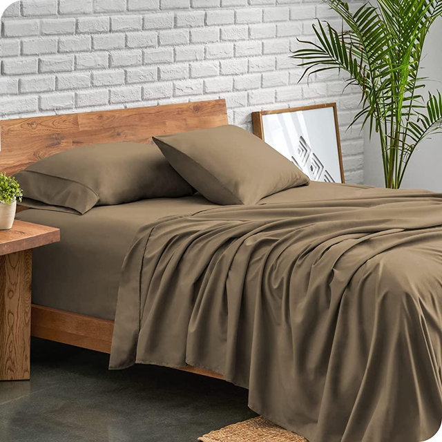 Bare Home Full Sheet Set - Luxury 1800 Ultra-Soft Microfiber Full Bed Sheets - Double Brushed - Deep Pockets - Easy Fit - 4 Piece Set - Bedding Sheets & Pillowcases (Full, Taupe)