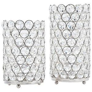 Deco Crystal Hurricane Lamps (Set of 2)