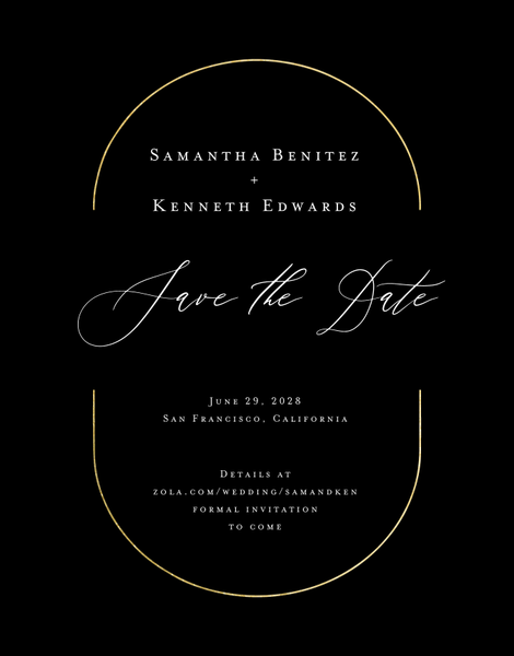 Paltz Portrait Foil | Black | Zola Save The Dates