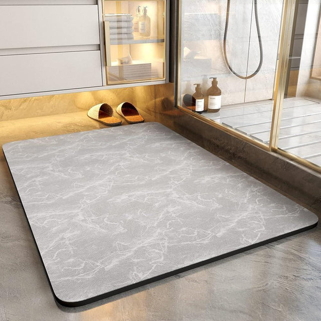 COCOER Absorbent Stain Resistant Non Slip Quick Dry Bath Mat for Bathroom - Light Grey 16"x24"