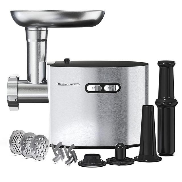Electric Meat Grinder, CHEFFANO Stainless Steel Meat Mincer Sausage Stuffer, 2600W Max ETL Approved Meat Grinder Machine with 3 Grinding Plates, 2 Blades, Sausage Kubbe Kit Sets, Home Kitchen Use