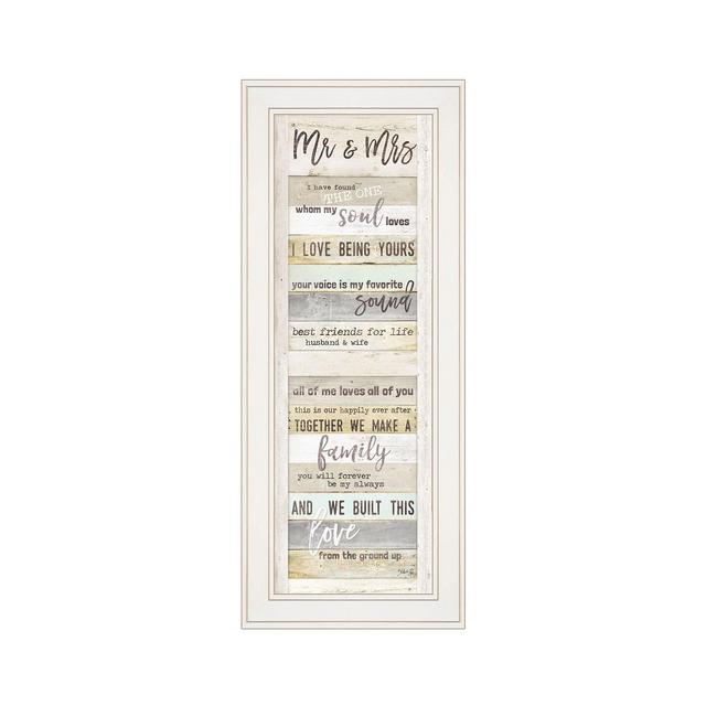 Trendy Décor 4U Mr and Mrs By Marla Rae, Ready to hang Framed print, White Frame, 11" x 27"