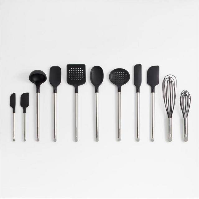 Crate & Barrel Black Silicone and Stainless Steel Utensils